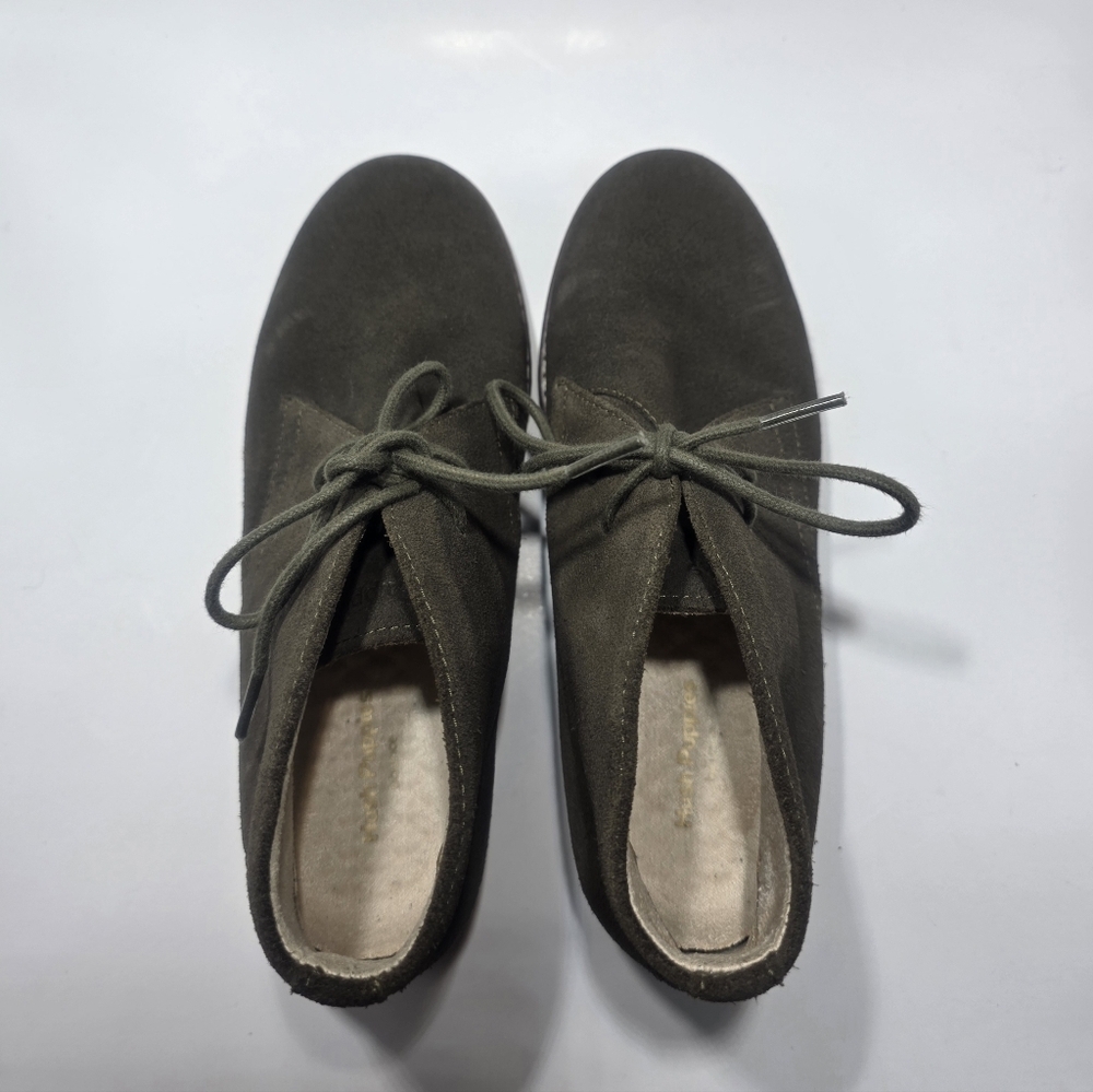 Hush Puppies Women’s Leather Lace-Up Oxford Shoes Dark Olive Suede Size 6.5